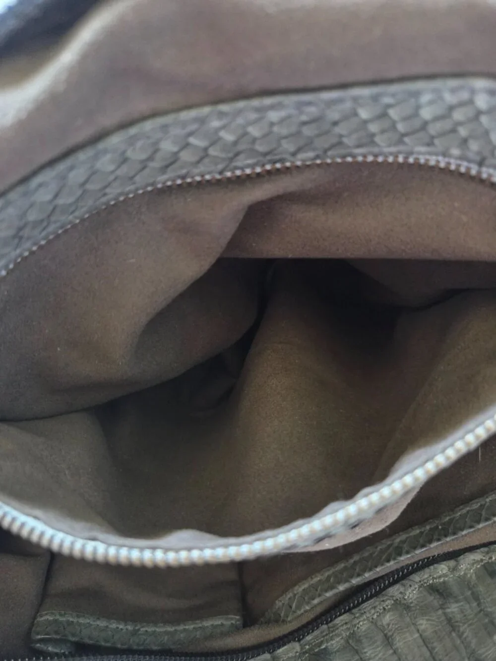 Snakeskin leather grey hobo purse